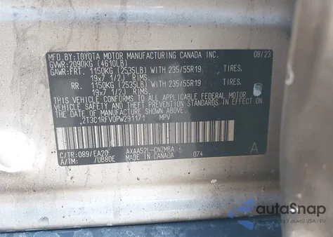 2023 Toyota Rav4 Xle Premium z USA, uszkodzony, nr VIN 2T3C1RFV0PW291171